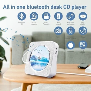 Portable CD Player Bluetooth ,Stereo Speakers , FM Radio ,USB,headphone,AUX - Picture 1 of 14