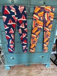 Summer Picnic LuLaRoe Leggings OS Set of 2 - Picture 1 of 13