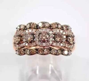 2.50Ct Lab Created Chocolate Diamond 14K Rose Gold Plated Eternity Wedding Ring - Picture 1 of 2