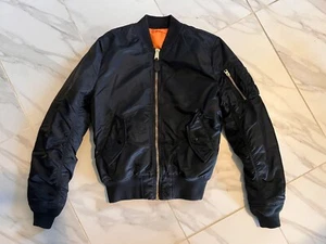 Alpha Industries MA-1 Slim Fit Reversible Black Bomber Flight Jacket Size Small - Picture 1 of 5