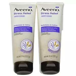 2 Aveeno Stress Relief Body Scrub Exfoliates Calms 8oz. Lavender Scent - Picture 1 of 1