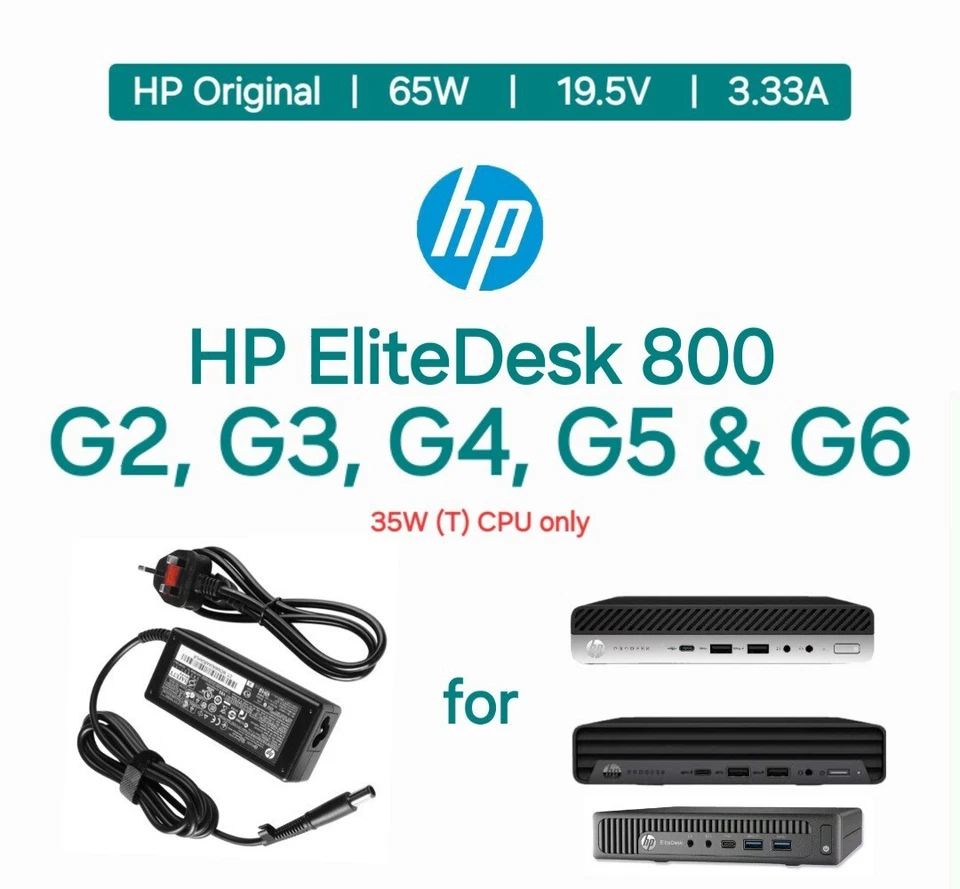 Genuine HP 65W AC Power Adapter for HP EliteDesk Micro Mini Tiny - Image 1 of 1
