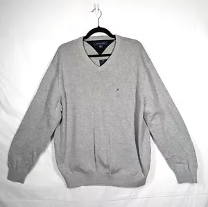 Tommy Hilfiger Sweater Mens Size XL 100% Cotton Gray Heather Lightweight NWT NEW - Picture 1 of 10