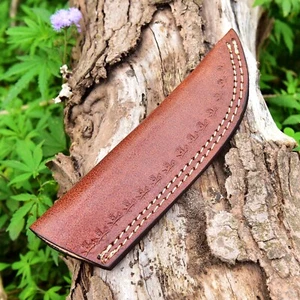 Hecho a mano hoja fija vaca marrón funda/funda cuchillo vertical recto - Imagen 1 de 3