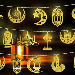 Ramadan Lights Decorations for Home, Eid Mubarak Lights 10LED Star Moon String L - Picture 1 of 12
