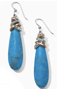 Brighton NEPTUNES RINGS STONE-PYRAMID Turquoise Crystal French Wire Earrings NWT - Picture 1 of 2