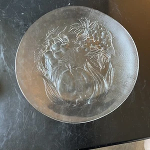 VTG DURALEX FRANCE Crystal PLATE Embossed Fruit 7.75” Clear Glass MCM - Picture 1 of 6