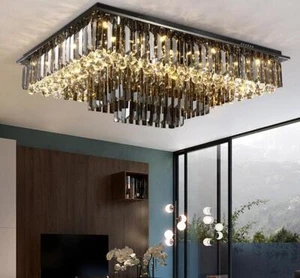 LED Modern smock gray Crystal Ceiling Light Pendant Lamp Chandelier Fixtures yc - Picture 1 of 12