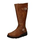 Ladies Spot On F5r1202 Buckle Detailed Wide Fit Knee High Boots