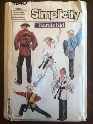 Simplicity Karate Kid 7640 Boys' Girls' Kimono Pants Headband Belt S-XL - Image 1 of 4