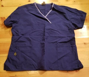 Wink Scrubs Galaxy Blue type color with Ceil Blue neckline with Multiple pockets - Picture 1 of 2
