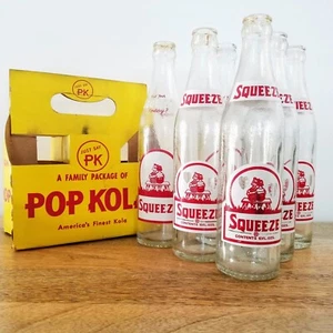Squeeze Red White Label Vintage Soda Pop Kola Bottle Carton Lot Just Say PK Cola - Picture 1 of 15