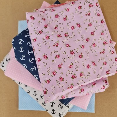 Printed Fabric Fat Square Bundle 5pcs Mixed Prints Woven Craft Material - Image 1 of 4