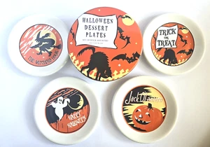 Pottery Barn Halloween 8,25" Dessert Vorspeise Salat Teller Set 4 mit Vorratsdose - Bild 1 von 14