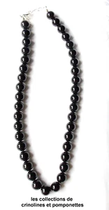 COLLIER EN PIERRE FINE SEMI-PRECIEUSE EN ONYX NOIR DU BRESIL *** - Picture 1 of 2