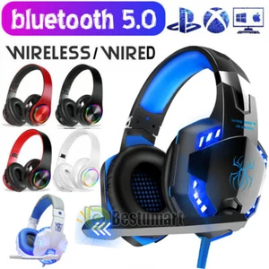 Pro Gaming Headset mit Mikrofon XBOX One PS4 PS5 PC Kopfhörer Mikrofon Bass - Bild 1 von 117