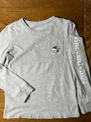 Camisa Vineyard Vines Navidad Elfo Ballena Niñas Vacaciones Gris Top Talla M 10-12 Foto 1 de 4