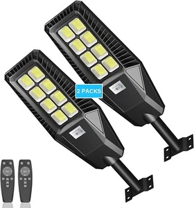 800W Solar Street Lights,Solar Street Lights Outdoor 2Packs 80000LM Dusk to Dawn - Picture 1 of 7