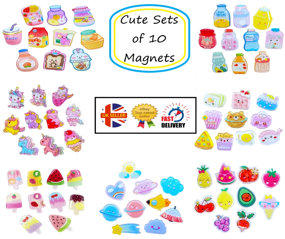 10 imanes lindos para nevera Kawaii comida hielo lolly sushi fruta bebida imanes de oficina Foto 1 de 1