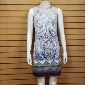 White House Black Market Womens Halter Dress XS Paisley Print Studded Rhinestone - Picture 1 of 10