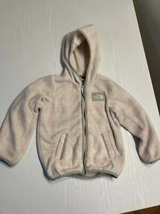 The North Face Toddlers Sherpa Fleece Full Zip Hoodie Size 5 Pink & Gray Plaid - Picture 1 of 7