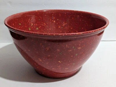 10" Red Melamine Confetti Garbage Speckled Mix Bowl Vintage Look Kitchen R. Ray - Image 1 of 4