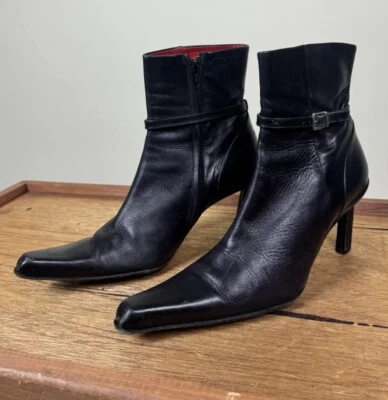 Botas de aguja vintage Free Lance hechas en Francia de cuero negro punta 38 Foto 1 de 4