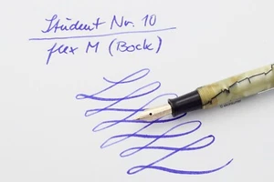 Student Nr. 10 Black & Pearl Druckknopffüller 14ct. M Bock-Goldfeder 1935 Box - Bild 1 von 6