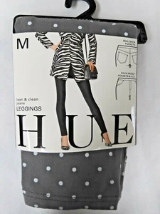 HUE Jeans Leggings Gray Polka Dot Women's Size Medium U14032 Steel Gray - Picture 1 of 7