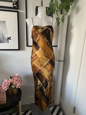 С ЯРЛЫКАМИ совершенно новый Topshop золото бронза шелковистый bias вырез с ремешками скольжения макси платье - Изображение 1 из 4