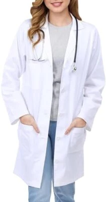 Professional Lab Coat for Women Full Sleeve Poly Cotton Long Medical Coat Sma... - Image 1 of 4