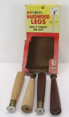VTG Superior Hardwood Legs Tapered 8 in. 2-New 2-Use Set of 4 MCM *No Top Plate Cover
