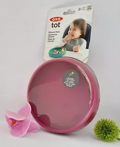 BNIP Oxo Tot Silicone Plate 6 Months+ PVC BPA Free Dark Pink Fuchsia - Picture 1 of 5