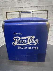 Vintage 1950’s Reproduction  Blue Pepsi Cola Ice Chest Picnic Soda Cooler /875 - Picture 1 of 8