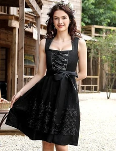 Damen Dirndl Set Trachtenkleid Oktoberfest Festkleid Kleid mit Bluse Schürze - Bild 1 von 44