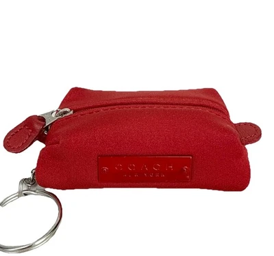 Coach Pudgie Case Zip Top Red Neo Neoprene Mini Pouch Keychain Vintage # 6296 - Image 1 of 4