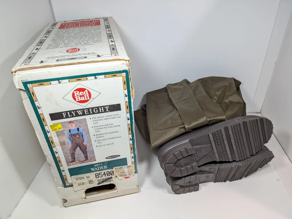 Red Ball Men’s Fishing Bib Wader Boots Sz 9 Brown Made In USA - Never Used - Image 1 of 4