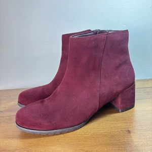 Naturalizer Bay Waterproof Bootie Boots in Cabernet Sauvignon Suede Size 8.5 - Picture 1 of 8