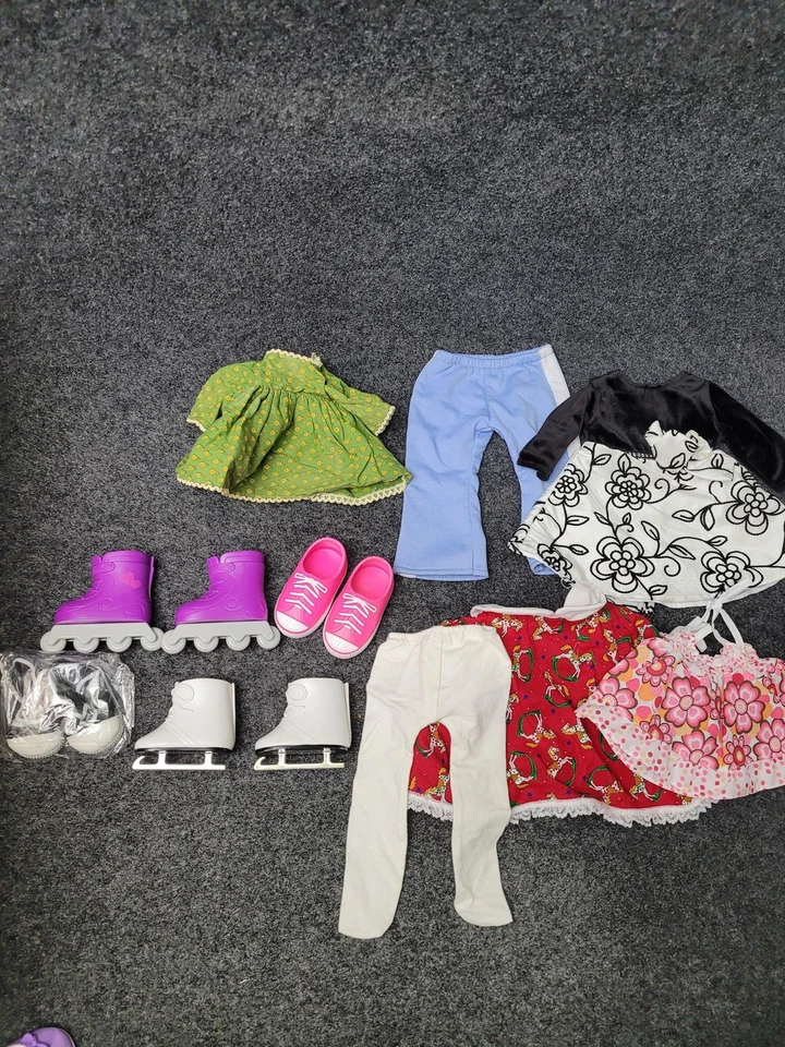 Lote de zapatos de ropa para muñecas grandes de 18 pulgadas para vestidos de niñas americanas patines pantalones rodillo Foto 1 de 4