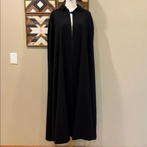 Vintage Ralph Lauren Long Black Wool Cape Coat Poncho Medium - Picture 1 of 11