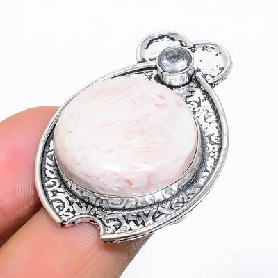 Anello in argento sterling 925 fatto a mano con scolecite arancione, pietra p... - Immagine 1 di 4