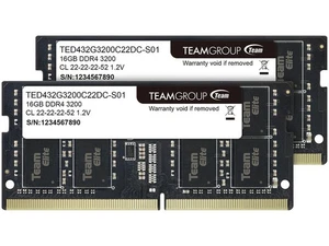 Team Elite 32GB (2 x 16GB) 260-Pin DDR4 SO-DIMM DDR4 3200 (PC4 25600) Laptop - Picture 1 of 2