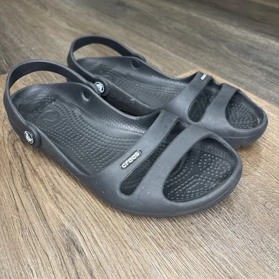 Crocs Cleo II Sandal Womens Size 8 Black  Double Strap Slide Slingback Beach - Image 1 of 4