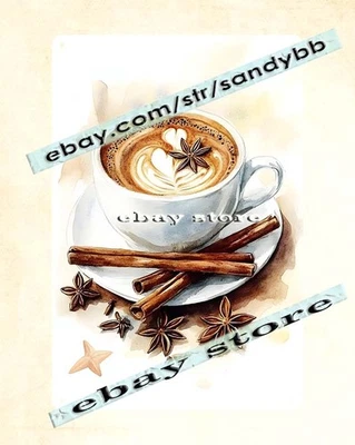 Coffee Cup Delight Tin Sign Rustic Holiday Kitchen Art - Image 1 of 4