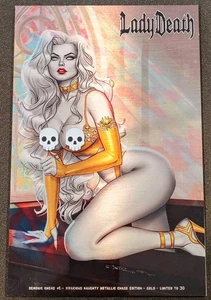 Lady Death Demonic Omens #1 Vivacious Naughty Metallic Chase Edition Gold LE30 - Picture 1 of 2