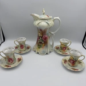 Antiguo R.S. Juego de 10 tazas de té de porcelana con chocolate Prusia - Imagen 1 de 17