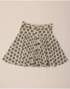 TOMMY HILFIGER Womens Pleated Skirt Small W27 White Floral Cotton BS07 - Picture 1 of 3
