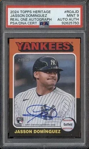 2024 Topps Heritage Real One Autographs Jasson Dominguez PSA 9 Yankees Rookie - Picture 1 of 2