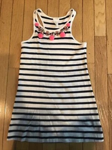 crewcuts jcrew girls nautical beaded dress Size 5 Navy Blue Pink - Picture 1 of 2