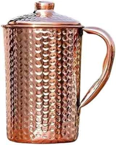 Pure Copper Hammered Water Jug Copper Pitcher for Ayurveda Health Benefits 2LTR - Picture 1 of 4